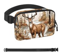 Deer in Maple Leaf Forest-1896 - Riñonera de estilo unisex: riñoneras de moda, bolsas cruzadas deportivas delgadas a la moda para correr, senderismo, senderismo, mujer, hombre, multicolor, 1.5 x 9.0 x