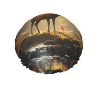 Deer In The Forest - Gorro de ducha reutilizable impermeable para mujer, cubierta elástica para el cabello, para baño, spa, viajes y uso diario