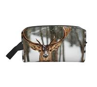 Deer in The Snow - Bolsa de cosméticos, bolsa de maquillaje, bolsa de aseo de viaje, organizador de brochas de maquillaje, bolsa de almacenamiento para mujeres y hombres, color, 5.0cm*10.5cm*20.5cm, Estuche para lápices