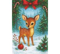 Deer Notebook: Baby Deer Christmas scene Journal Notebook | Size 6"x9" | 100 Wide Ruled Pages | Adorable Cute Gift for Kids or Adults Paperback
