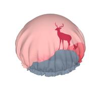 Deer on the Rock - Gorro de ducha de doble capa para mujer, reutilizable, diseño de gran tamaño adecuado para todas las longitudes de cabello, adecuado para niñas, spa y salón en casa.