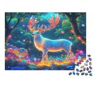 Deer Puzzles Imposible,desafío para Adultos Glowing Deer in Vibrant Colorful Setting Entretenimiento Creativo 1000 Piezas Obra De Arte De Juego De para Adultos Y Niños A Partir De 12 Años 52x38cm/100