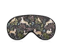 Deer Rabbit and Flowers Sleep Mask Night Cover Eye para mujeres y hombres BlockLight para avión, viaje, siesta, correa ajustable