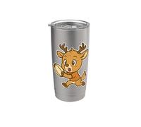 Deer Rugby captura de dibujos animados Vaso térmico de acero inoxidable de doble pared