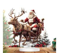 Deer Sleigh Statue - Reindeer Santa Collectible Miniature 2D Acrylic Christmas Decorations | 2d Acrylic Christmas Santas Claus On Sleigh With Reindeers Decorations | Holiday Santa Reindeer Sleighs De