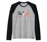 Deer US Flag - Buck Hunting Lover Big Game Hunter Camiseta Manga Raglan
