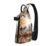 Deer Wildlife - Mochila cruzada con estampado de arte para hombres y mujeres, para caminar al aire libre, viajes, Negro -, Talla única