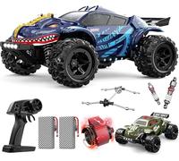 DEERC 9308E Coche teledirigido 1:16 All Terrain Fast RC Monster Truck 40 KPH, 2,4 GHz 4WD High Speed Dinosaurio Coche teledirigido Offroad, 2 Baterías, 2 Carcasas de Automóviles, Regalo de Juguetes