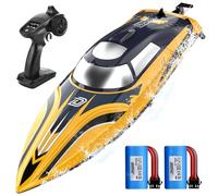 DEERC - Barco teledirigido rápido con Luces LED, 30+ Mins, 20+mph, Barco rápido de enderezamiento automático para Piscina y Lago, Juguete acuático de Verano para Adultos y niños