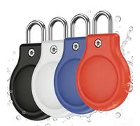 DEERLET Soporte para Airtag con bloqueo en U de metal, paquete de 4 llaveros de Apple Airtag, IPX8 impermeable, protección dura de 360°, llavero de bloqueo seguro para Airtag (1ª y 2ª generación)