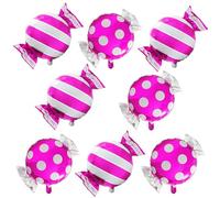 Deermon Preciosos globos de fiesta con forma de caramelo rosa con forma de caramelo, paquete de 8 globos de fiesta de cumpleaños con 2 patrones para niña, temática de Candyland, baby shower, boda