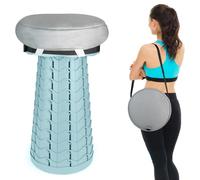 Deer's Life Taburete plegable portátil con almohadilla de cojín, asiento telescópico plegable retráctil para adultos, pequeño, ligero, resistente, ajustable para viajes, cocina, jardín, pesca