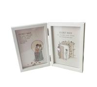 Deerul Marco de Fotos Plegable, Marco Fotos Doble, Marco 2 Fotos, Marco de Madera,Capacidad Para 2 Fotos 4 x 6in(Blanco)