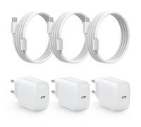 DEESOOCO Cargador 25W de USB C con Cable de Carga, Carga Rápida para i-Phone 17/17 Air/17 Pro MAX /16/15/14/13/12, i-Pad Mini/Air, Samsung Galaxy S25/S24/S23/S22/Note20/Z Flip6/Z Fold6(3 Pack+Cable)