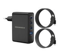DEESOOCO Cargador USB C 100W 4-Puertos GAN Enchufe Cargador USBC Tipo c Carga Rapida Carregador Multiple Rapido for MacBook Air Pro, iPad, iPhone 17, 16, 15, 14 Pro MAX, Samsung Galaxy S25, S24 Ultra