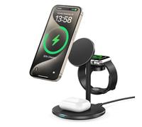 DEESOOCO mag-Safe - Estación de Carga para iPhone 15 (15 W, 14,3 en 1, estación de Carga inductiva para Varios Dispositivos, Cargador mag-Safe para iWatch Ultra 2/1/Series 9, AirPods, Color Negro)