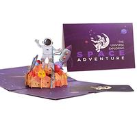 DEESOSPRO® Tarjeta de Cumpleaños Regalo para Familiares, Amigos y Amantes, Tarjeta de Felicitación Emergente 3D, Espacio y Astronauta