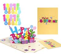 DEESOSPRO® Tarjetas de Felicitación Cumpleaños, 3D Pop UP Tarjeta de Cumpleaños Regalo, Se Puede Cambiar a Cualquier Número de Edad