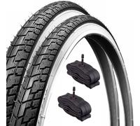 DEESTONE - 2 Ruedas Bicicleta 26 x 1,75 (44-559) Neumáticos Blancos + 2 Cámaras de Aire, Bicicleta Carretera Slick Stradale