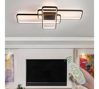 Deevin Moderna Lámpara LED De Techo Para Salón Regulable Pantalla De Acrílico Lámpara De Techo De Diseño Lámpara De Comedor Con Mando A Distancia,Lámpara Colgante Cocina,Negro,140 * 80cm