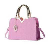 DEEVORCA Bolsa de Mano Para Mujer Casual Bolsa Bandolera Para Mujer Diseño en Relieve Geométrico Colgante de Perla de Moda Bolsa de Hombro Para Mujer Viaje Cita Vacaciones Impermeable PU Cuero Rosa