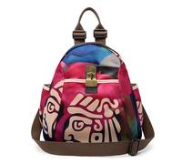 DEEVORCA Mochila Para Mujer Elegante Dama Bolso de Mano Estampado de Moda Diseño Desgastado de Hardware Bolso de Hombro Para Mujer Viajes Escuela Camping Impermeable Tela Oxford Rosa A
