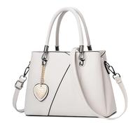 DEEVORCA Moda Bolsos De Mano Mujer Elegante Bloque Color Bolso De Hombro Casual Cuero PU Viajar Trabajar Fiesta Fecha Negocio Bolsa De Mensajero Bolso Bandolera Colgante De Amor Blanco A