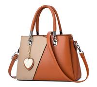 DEEVORCA Moda Bolsos De Mano Mujer Elegante Bloque Color Bolso De Hombro Casual Cuero PU Viajar Trabajar Fiesta Fecha Negocio Bolsa De Mensajero Bolso Bandolera Colgante De Amor Naranja