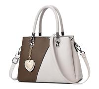 DEEVORCA Moda Bolsos De Mano Mujer Elegante Bloque Color Bolso De Hombro Casual Cuero PU Viajar Trabajar Fiesta Fecha Negocio Bolsa De Mensajero Bolso Bandolera Colgante De Amor Blanco B