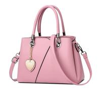 DEEVORCA Moda Bolsos De Mano Mujer Elegante Bloque Color Bolso De Hombro Casual Cuero PU Viajar Trabajar Fiesta Fecha Negocio Bolsa De Mensajero Bolso Bandolera Colgante De Amor Rosa