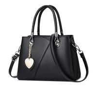 DEEVORCA Moda Bolsos De Mano Mujer Elegante Bloque Color Bolso De Hombro Casual Cuero PU Viajar Trabajar Fiesta Fecha Negocio Bolsa De Mensajero Bolso Bandolera Colgante De Amor Negro B