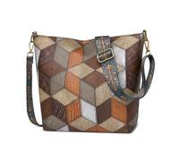 DEEVORCA Mujer Bolso de Hombro Elegante Dama Bolso Bandolera Diseño Clásico de Color en Contraste Múltiples Bolsillos Viajar Shopping Vacaciones Bolsa de Mensajero Impermeable PU Marrón