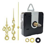 DEEWISH Movimiento de reloj de cuarzo - Mecanismo de reemplazo a batería para relojes de pared de bricolaje, longitud total del eje de 20 mm (25/32 pulgadas), manecillas doradas B