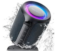 Deeyaple Altavoz Bluetooth pequeño portátil Caja de música 5.3 IPX7 Resistente al Agua inalámbrico estéreo emparejamiento Manos Libres luz RGB para Exteriores, Camping, jardín, Fiesta (Azul Negro)