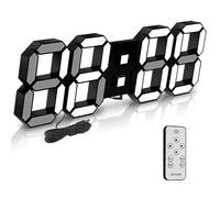 Deeyaple Reloj de Pared Digital LED 3D Grandes Despertador 38CM 12/24 Horas Temperatura Fecha Visualización Hora Memoria Despertador Snooze Luz Nocturna Brillo Ajustable Cocina Control Remoto Negro
