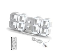 Deeyaple - Reloj de Pared Digital LED 3D pequeño Despertador, Mando a Distancia, 25,2 cm, 12/24 Hora, Temperatura, Fecha, Pantalla, Tiempo, Memoria, función Snooze Nightlight luminosidad, regolabile,