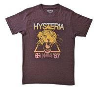Def Leppard Camiseta Hysteria World Tour Band Logo Oficial Unisex Marrón, Marrón, X-Large
