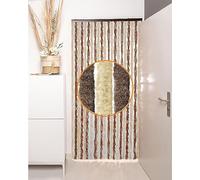 defacto® Cortina para puerta, 100 x 200 cm, chenilla, mosquitera, protección contra insectos, camping, fabricado en Italia, marrón/beige