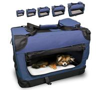 DEFACTO Transporttasche Hundebox Hundetransportbox Falttasche Hundetasche Transportbox für Haustiere Hunde und Katzen Haustiertransportbox (Dunkelblau, XXL)