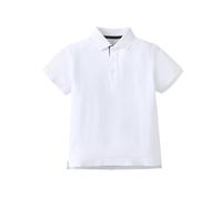 DEFAHN Camisa polo para niños, uniforme escolar, mangas cortas, para niñas y niños, uniforme escolar simple, ropa deportiva, edad 2-14 años, camiseta y camiseta para niños, blanco, 5 años