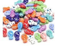 DEFAUS 20 cuentas de cerámica en forma de pez de 19 x 11 mm para hacer joyas, pulseras, collares, coloridas cuentas de Procelain, accesorios de joyería