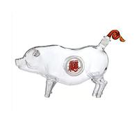 DEFBOW Decantador de Whisky de Cristal con Forma de Cerdo para Licor, decantador de Licor con Forma de Animal del zodíaco, dispensador de Botellas de Vino Transparente para Regalo de jubilación, fá