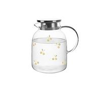 DEFBOW Jarra de Vidrio para Agua, Jarra de Vidrio de borosilicato con Tapa de Acero Inoxidable, Jarra fría, Linda Tetera para Jugo, Leche, Bebidas frías y Calientes