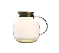 DEFBOW Jarra de Vidrio para Agua, Jarra de Vidrio Redonda de 54,1 oz con Tapa de Acero Inoxidable, Tetera para Calentar Agua fría en el hogar y en el Restaurante
