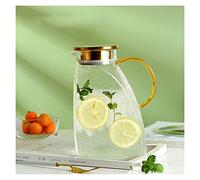 DEFBOW Jarra de Vidrio para Agua, Jarra de Vidrio Resistente a Altas temperaturas, Puerta Lateral para refrigerador, Tetera para el hogar con asa