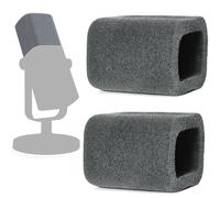 Defean Paquete de 2 micrófonos con filtro pop compatible con micrófono Fifine AmpliGame AM8, espuma flocada de repuesto para parabrisas - Cuboide (gris)