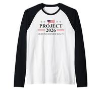 Defend Democracy Project 2026 Protest Sign Fight Oligarchy Camiseta Manga Raglan