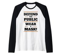 Defend The Public Wear A Mask Social Distance Hygiene Masks Camiseta Manga Raglan