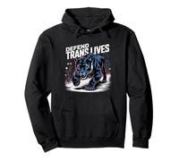 Defend Trans Lives - Pantera Negra Vintage y diseño Floral Sudadera con Capucha