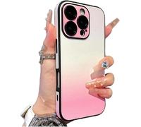 Defendcase Gradient Color Lens Film All Inclusive for iPhone Case, Fully Covered Edge Anti-Fall Gradient Color Mobile Case, Anti-Slip Sides, for iPhone 16/15/14/13/12Pro MAX (Pink)